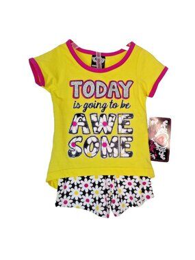 Real Love Girls' 2-Pc 12 M  "Today is Going to be Awesome" Shorts Set Outfit Top